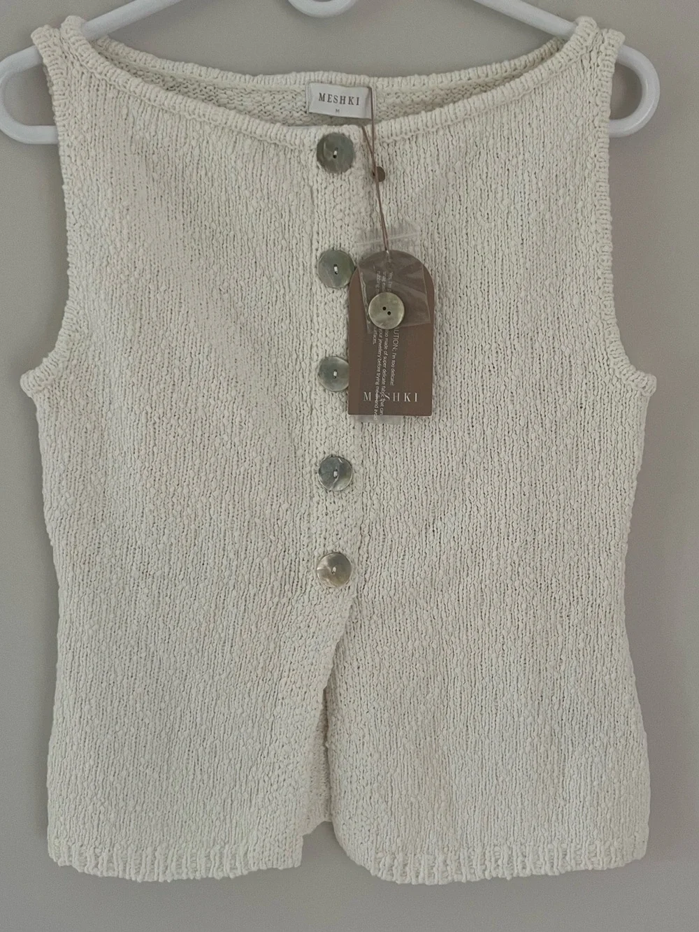 NWT MESHKI Mackie Boucle Longline Vest, White, Medium - Picture 2 of 7